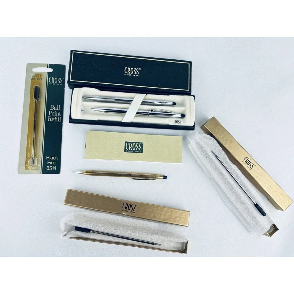 Lot Of Cross Pens & Pencil & Refills - 1 Gold Filled- All Work‎ - Vintage